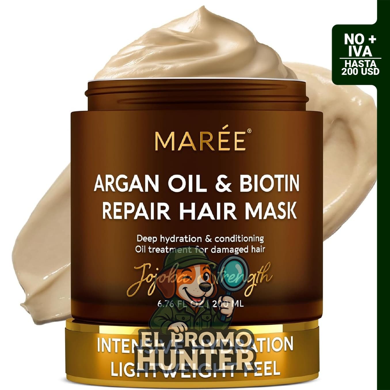 MAREE Mascarilla Capilar de Acondicionador Profundo para Cabello Dañado, con Aceite de Argán y Biotina Jojoba.