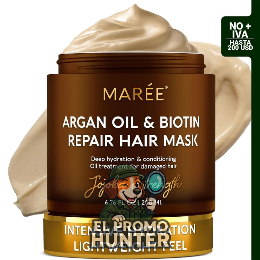 MAREE Mascarilla Capilar de Acondicionador Profundo para Cabello Dañado, con Aceite de Argán y Biotina Jojoba.
