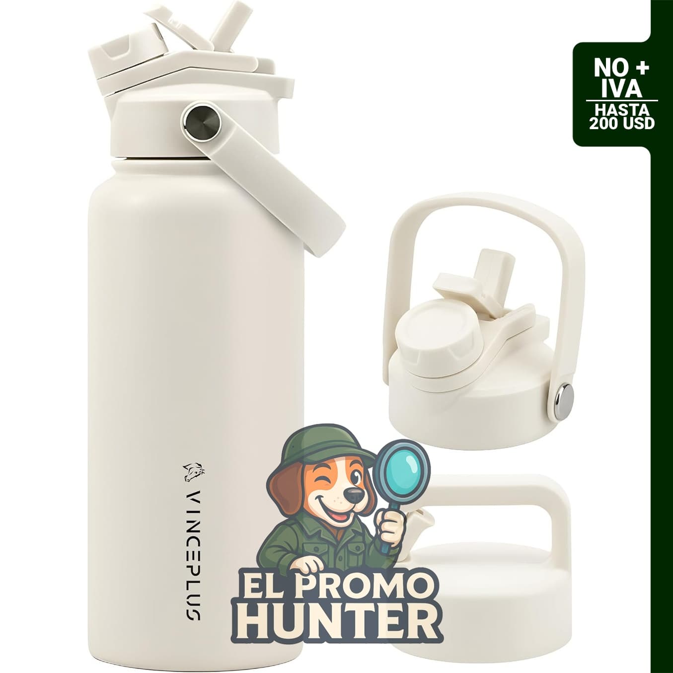 Botella de agua de acero inoxidable de 32 oz (946 ml), triple pared aislada al vacío, a prueba de fugas.