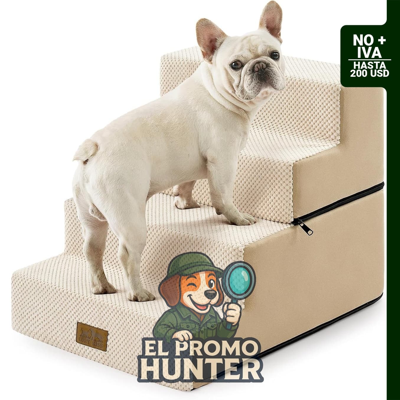 COZY KISS Escaleras para perros pequeños, 4 niveles extraíbles, altura de 45 cm.