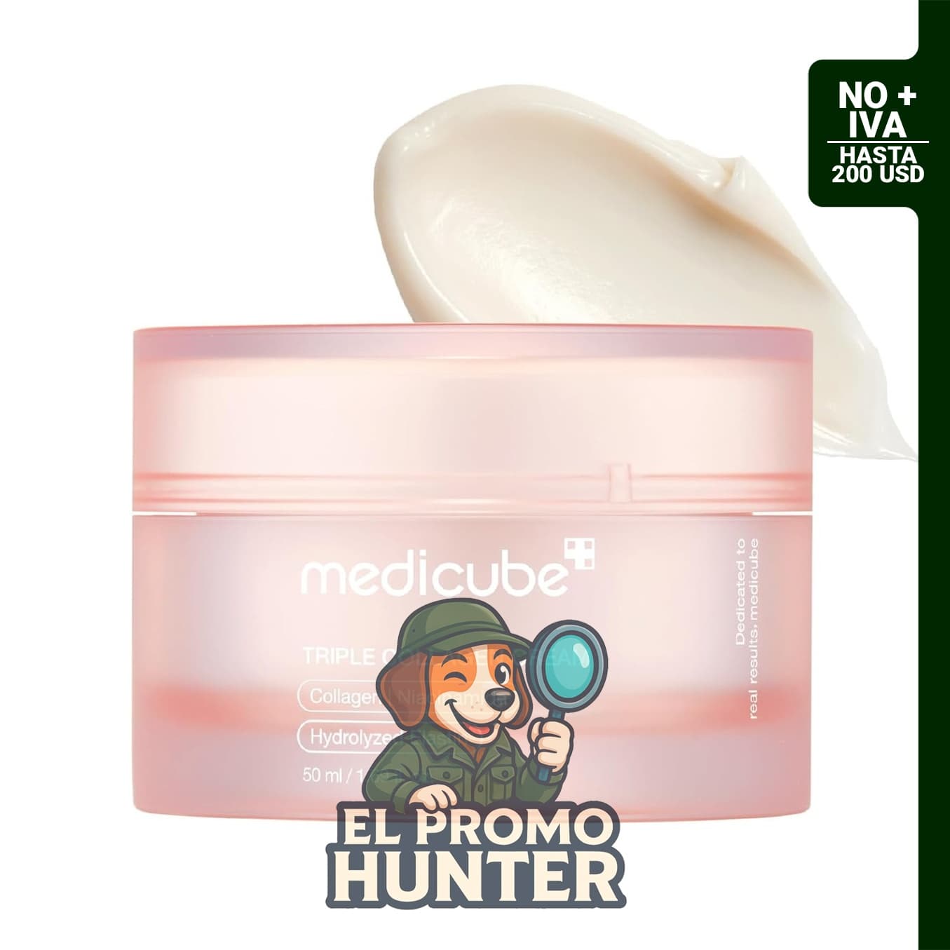 medicube Crema de Colágeno Triple, crema hidratante y reafirmante con ácido hialurónico y elastina premium.