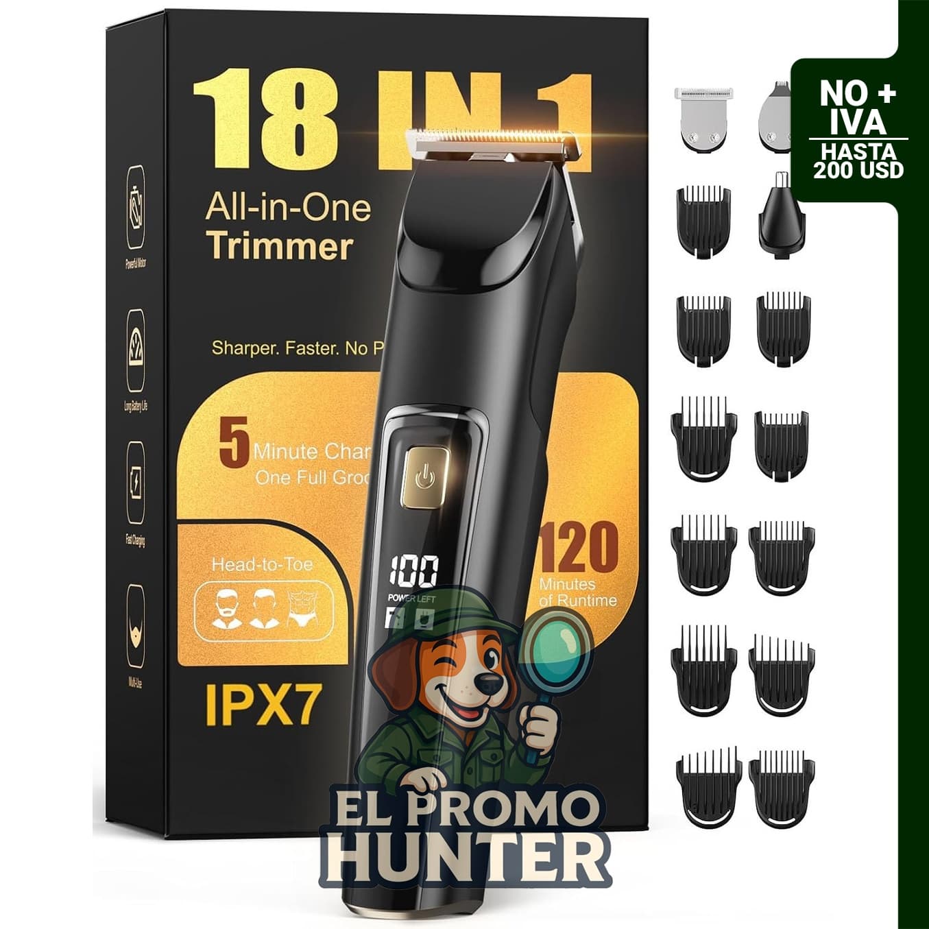 Maquinilla de afeitar eléctrica todo en uno RICAF, incluye cortadora de pelo.
