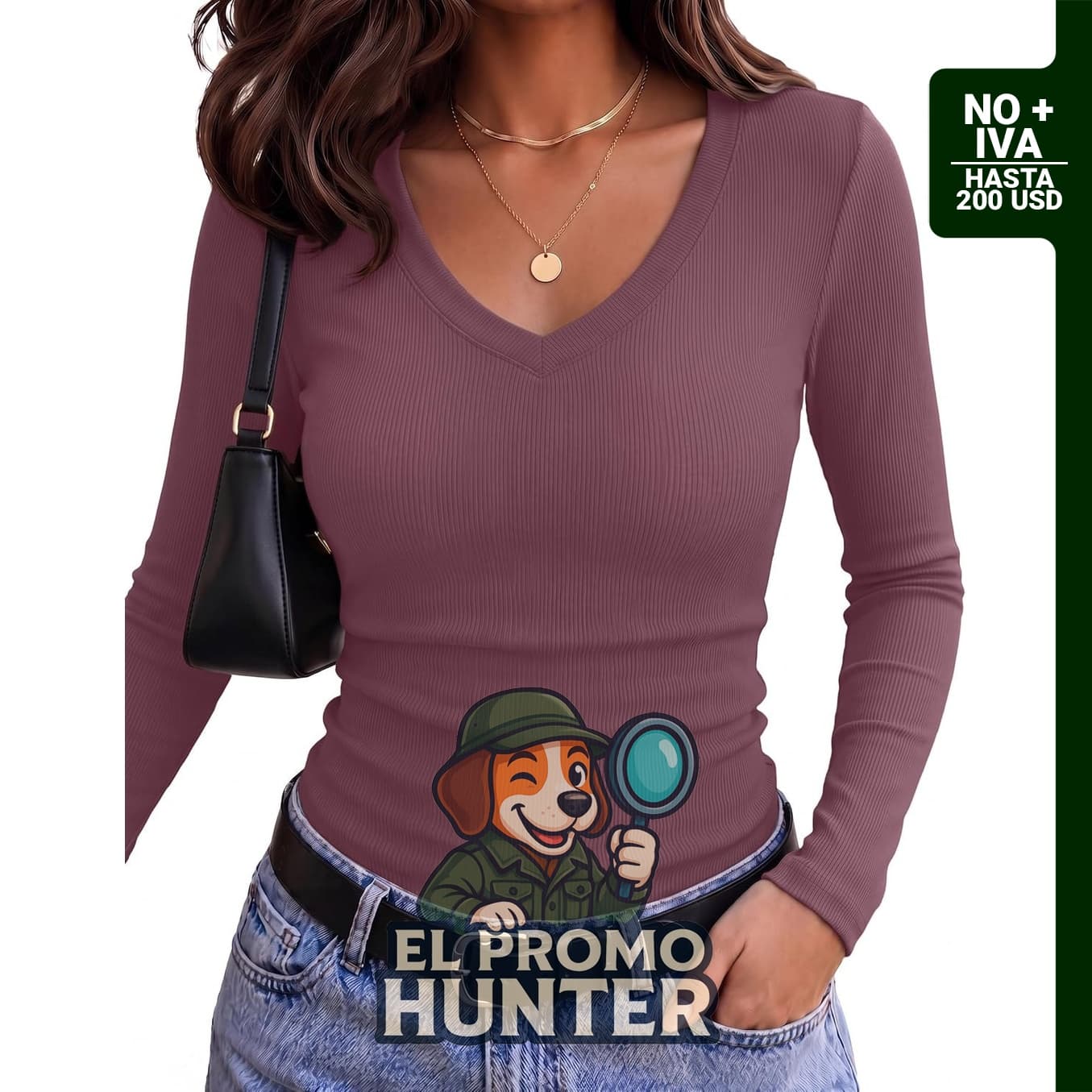 Camisas de manga larga para mujer, cuello en V, de punto acanalado, ajustadas