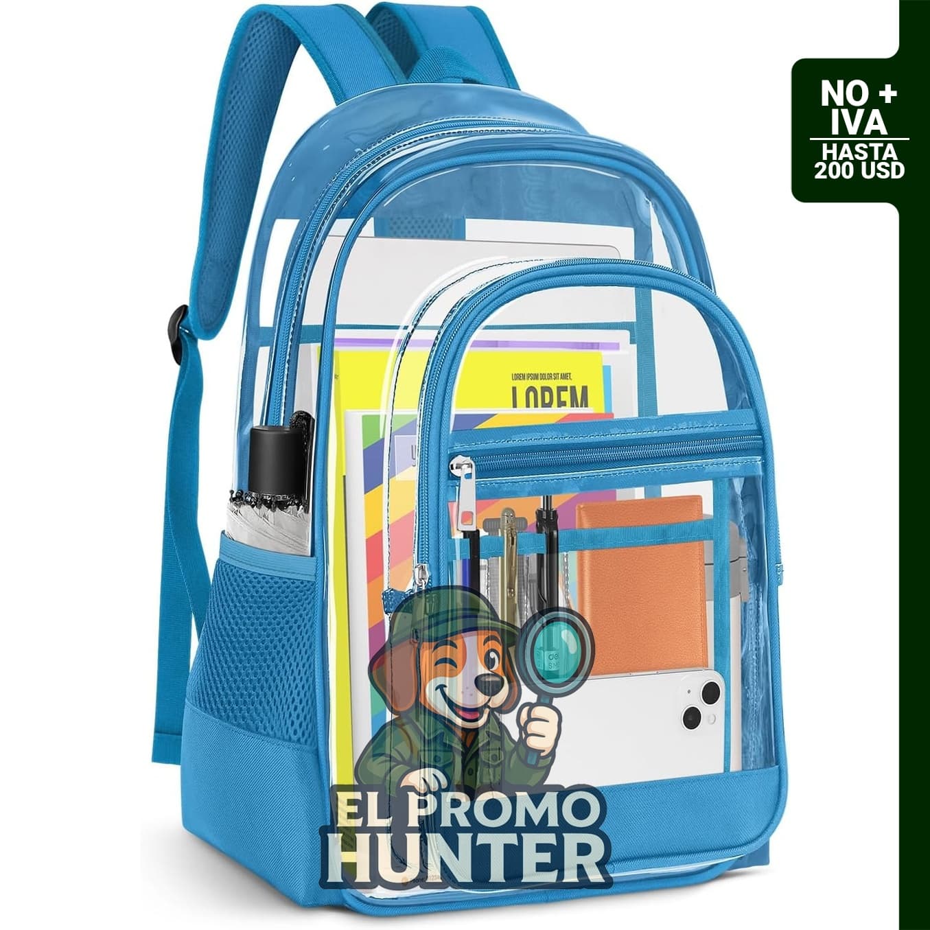 Mochila KIMNERPU de PVC, con amplia capacidad y diseño cómodo.