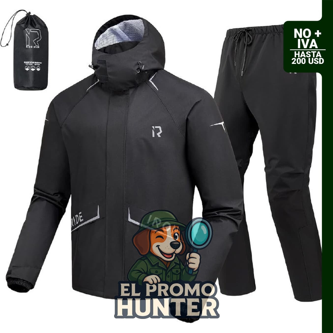 RIDEIRON traje de lluvia para motocicleta, incluye chaqueta y pantalones impermeables y transpirables.