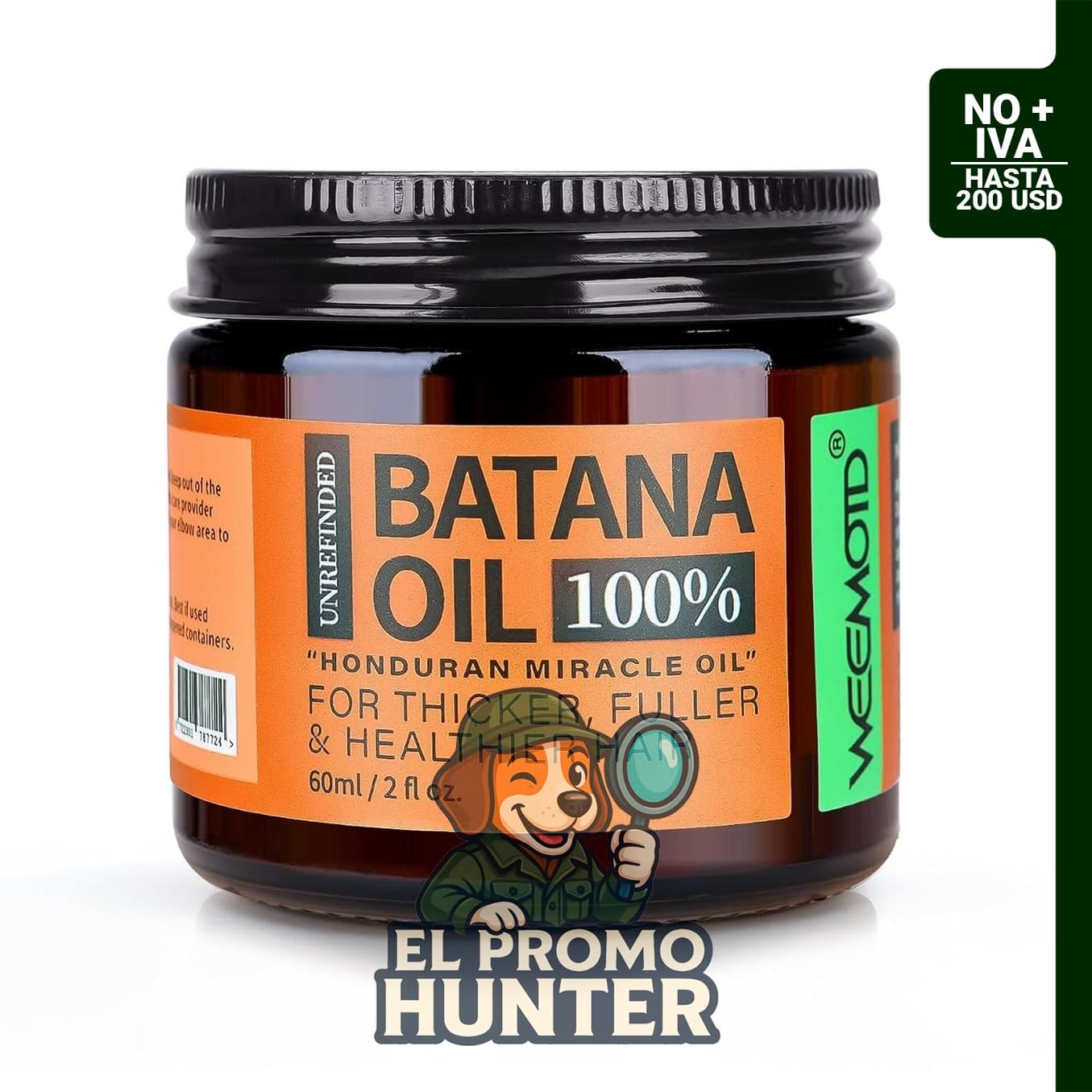 Aceite de batana WEEMOTD 100% crudo para cabello, 2 fl oz (59 ml).