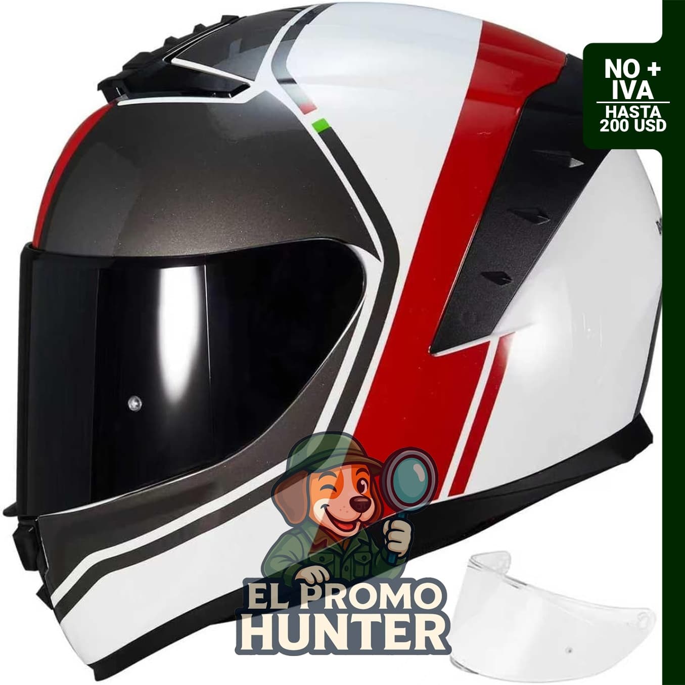Casco de motocicleta MXJ Gear, cara completa, aprobado por DOT, con visera negra.