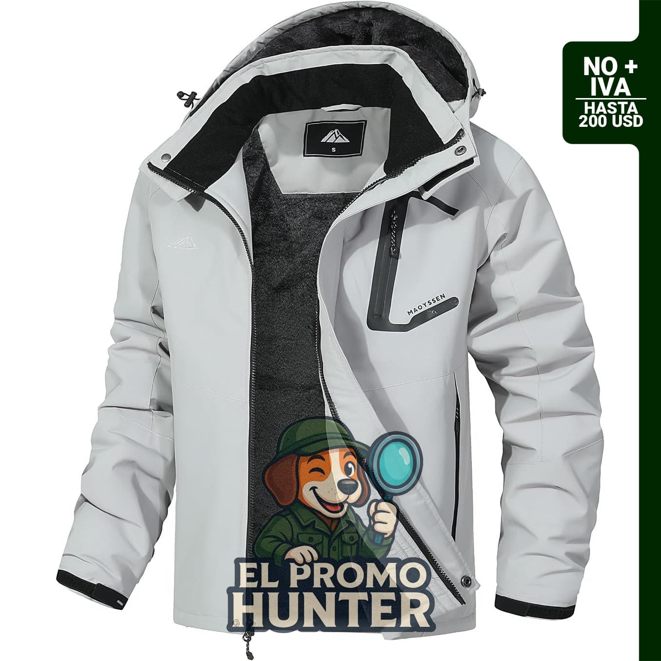 Chaqueta de esquí de montaña para hombre, impermeable y cálida, con capucha y diseño rompevientos.
