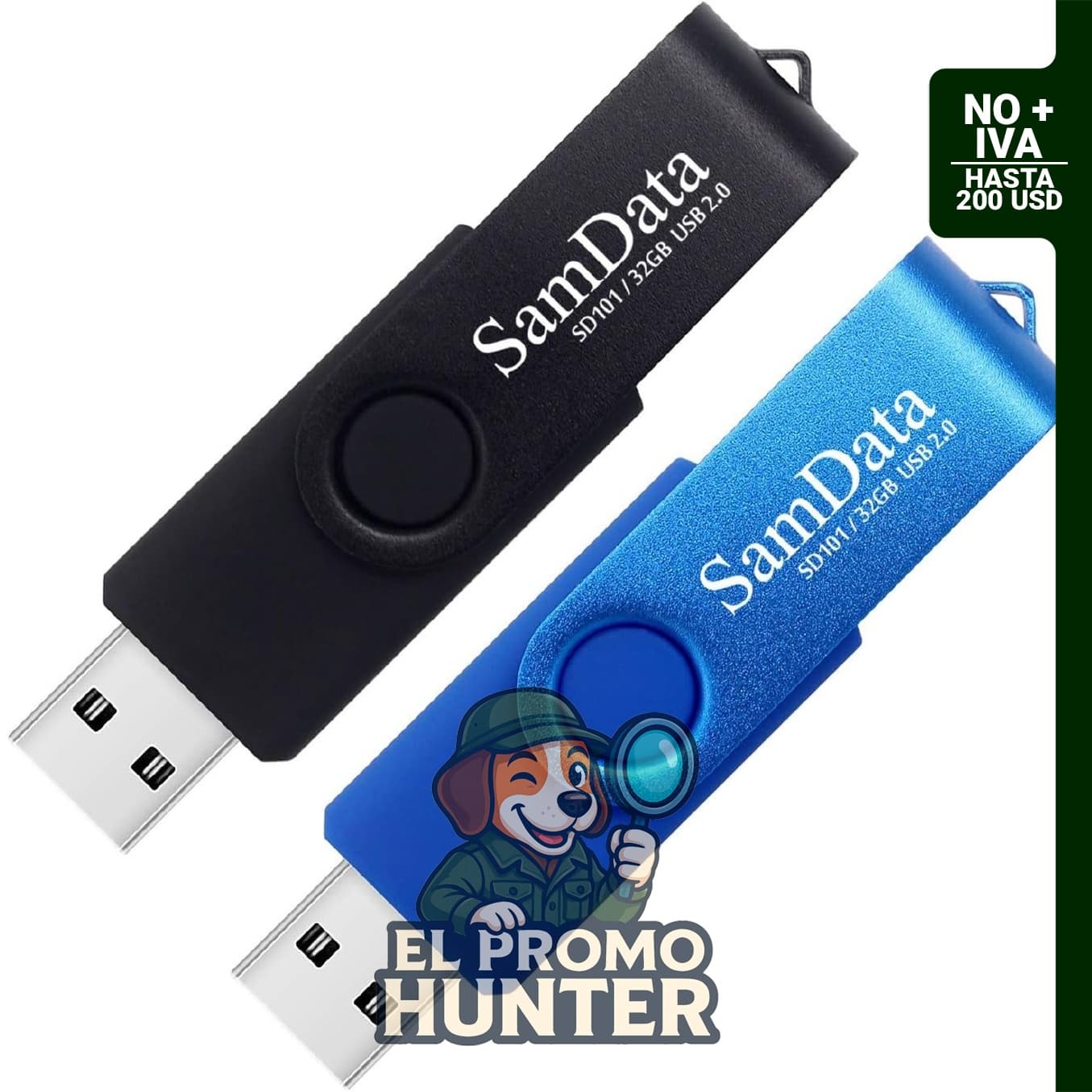 SamData Unidades Flash USB de 32GB, paquete de 2 unidades con luz LED para almacenamiento y respaldo.