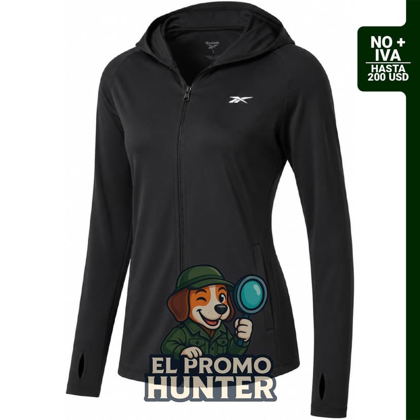 Reebok Sudadera con capucha para mujer, manga larga, ligera, protección UV SPF 50+