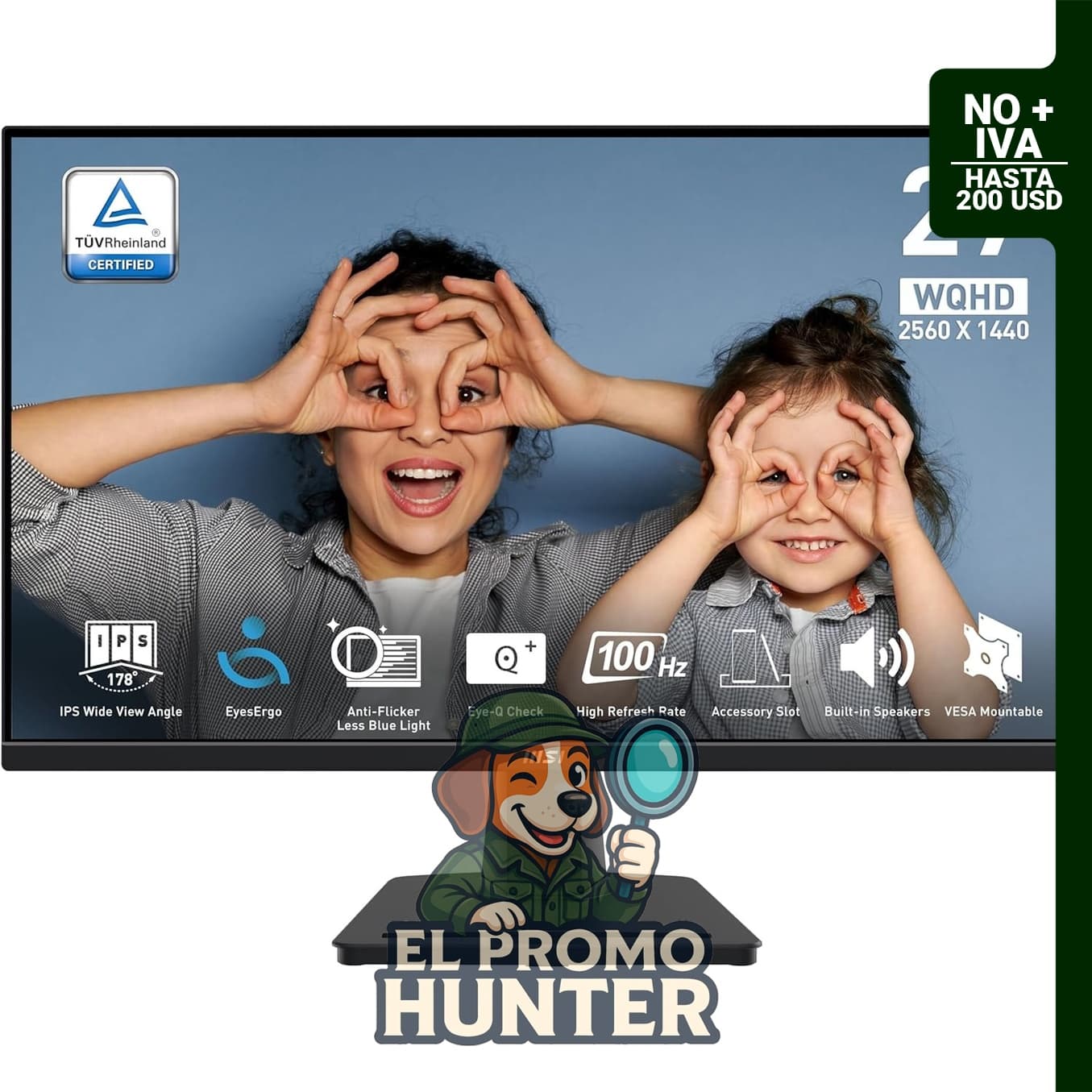MSI PRO MP275Q - Monitor WQHD de 27" (68.6 cm) con panel IPS, resolución 2560 x 1440 y frecuencia de 100 Hz.