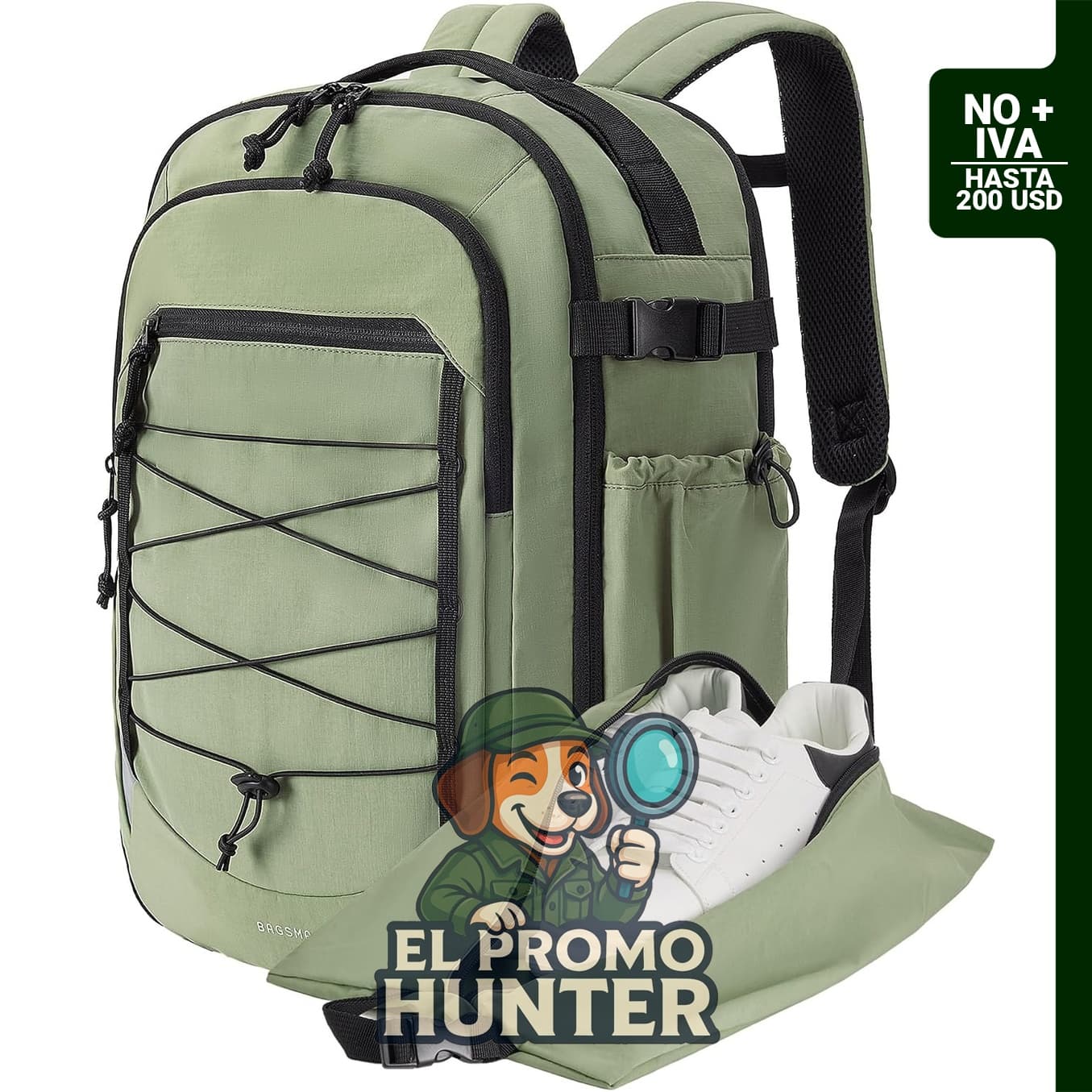 Mochila de viaje para laptop de 43,9 cm, incluye compartimento para zapato.