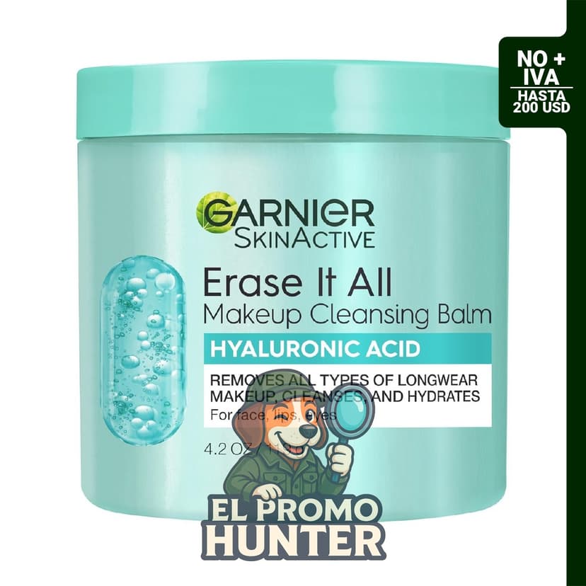 Garnier Erase It All Bálsamo Limpiador de Maquillaje con Ácido Hialurónico, 4.2 oz (119 g)