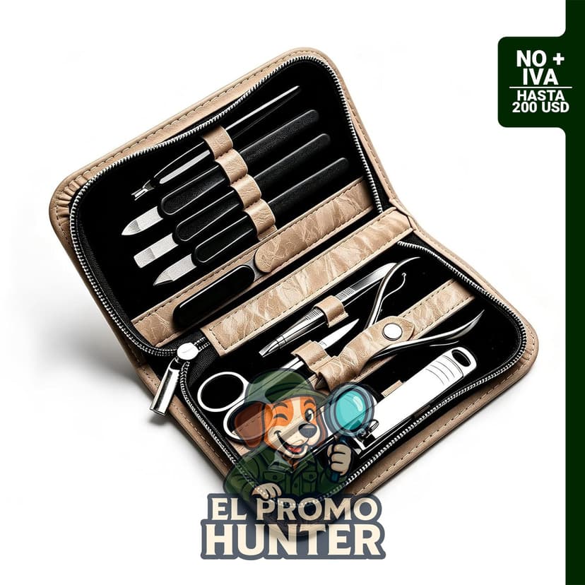 Kit de manicura y pedicura 10 en 1 con cortaúñas de acero al carbono y herramientas de acero inoxidable.