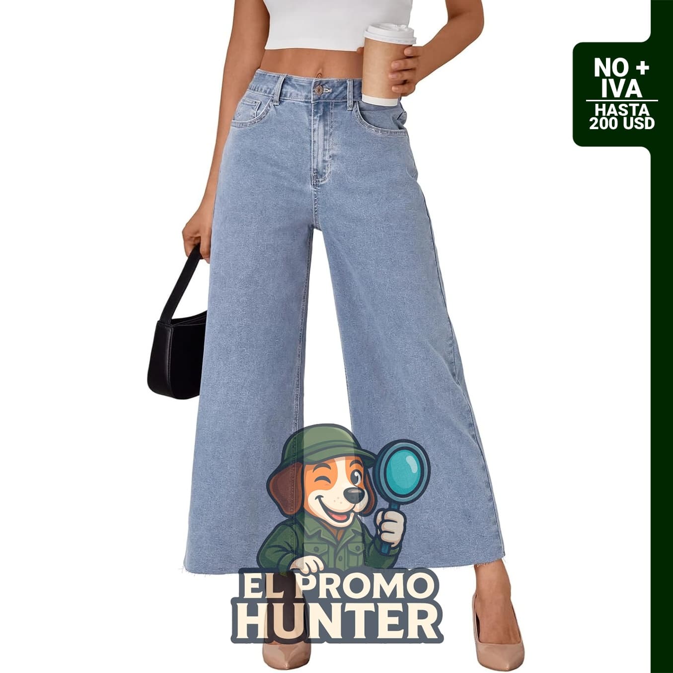 Jeans para mujer de cintura alta, pierna ancha y stretch.