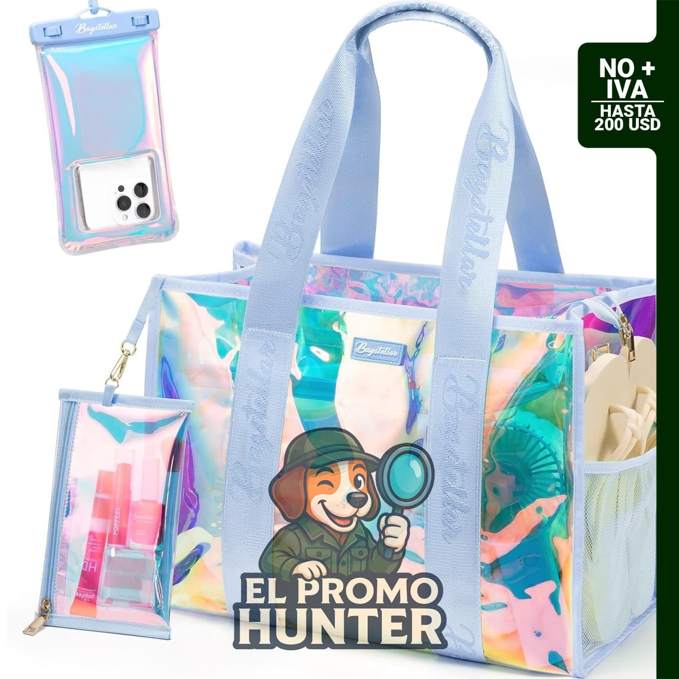 Bolsa de playa transparente para mujer.