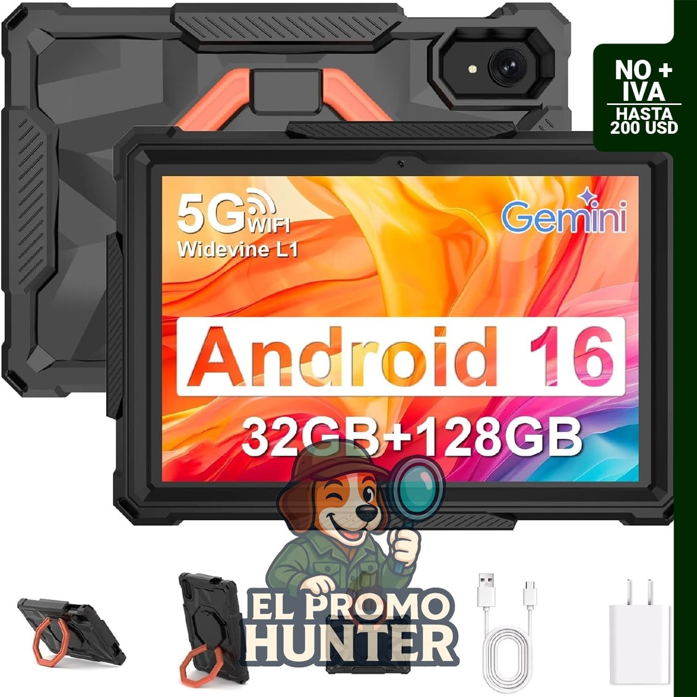 Tableta Android de 10 pulgadas, 32 GB de RAM, 128 GB de almacenamiento interno, expansión hasta 2TB, procesador Octa-Core a 2.2 GHz.