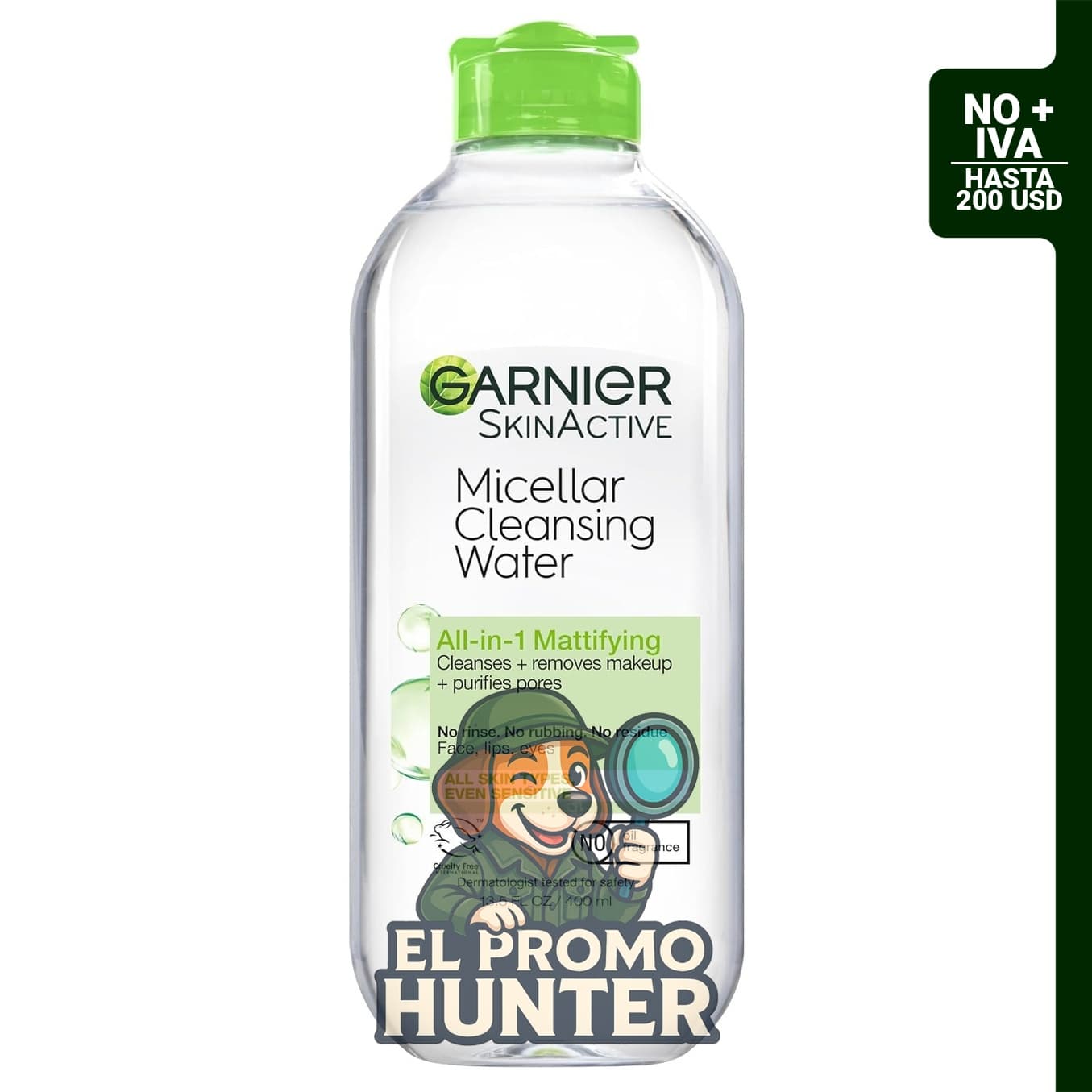 Agua micelar Garnier desmaquillante, 400 ml.