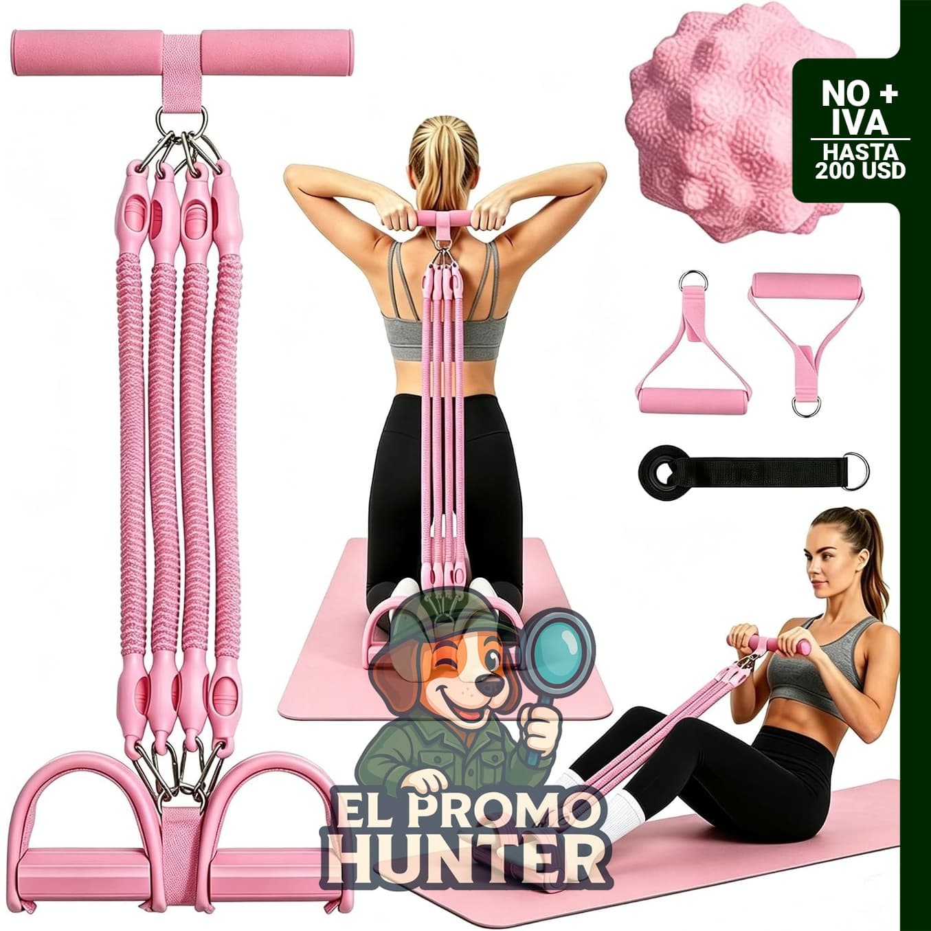 Banda de resistencia con mango, 100 lb para pilates.