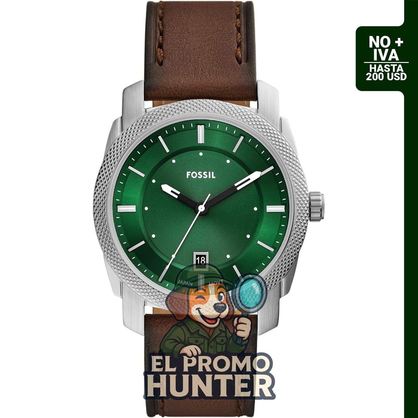 Reloj Fossil de tres manecillas de acero inoxidable de cuarzo para hombre.