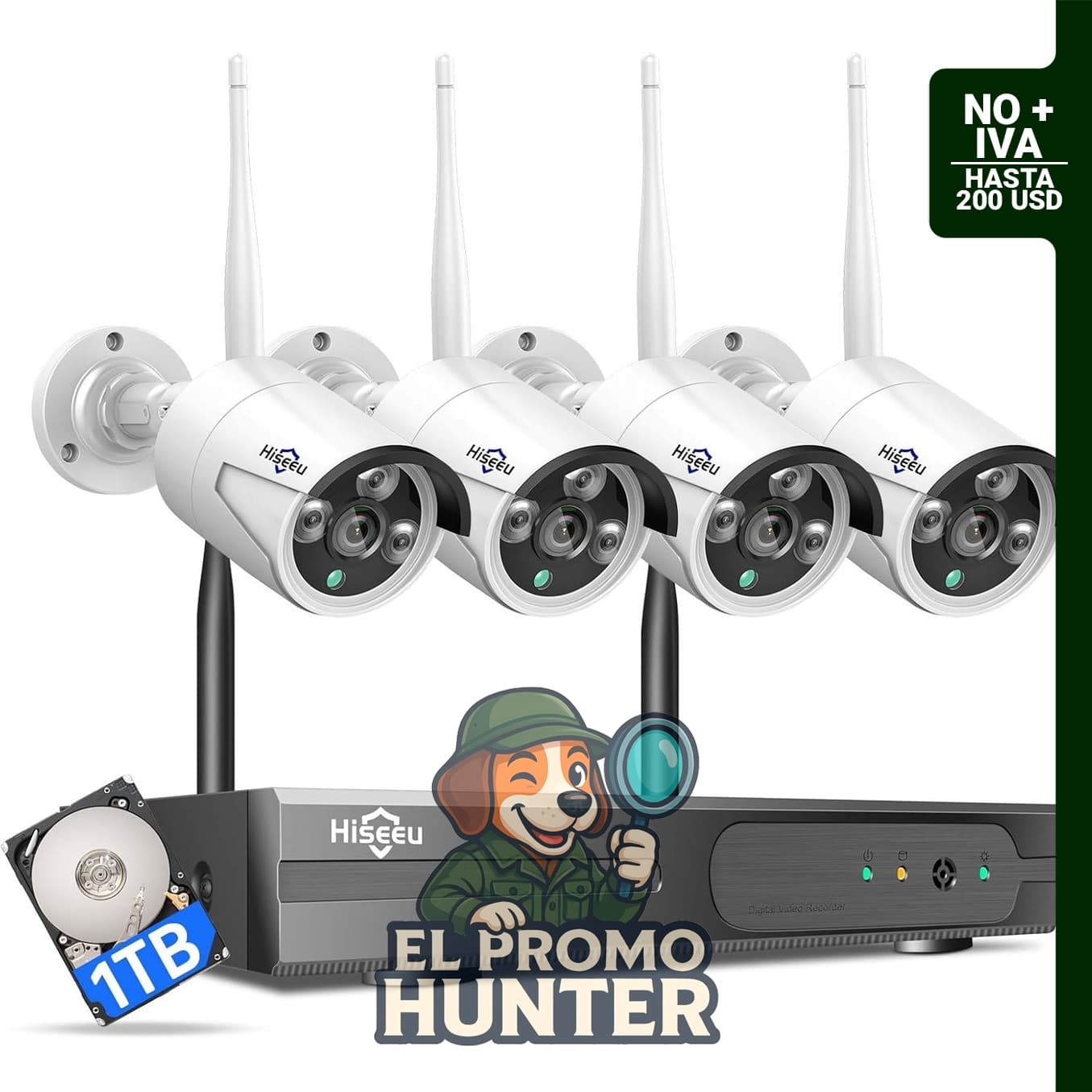 Sistema de cámaras de seguridad inalámbrico con conectividad y monitoreo remoto.