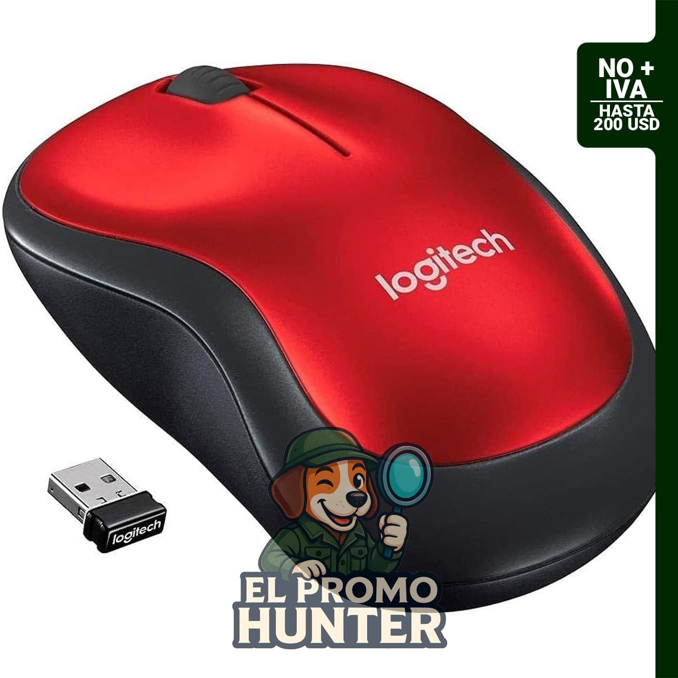 Mouse Logitech M185 inalámbrico, conexión USB, diseño compacto y portátil.