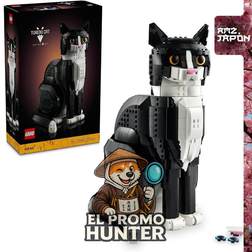 LEGO Ideas Tuxedo Cat Toy 21349, set de construcción para crear un juguete de gato.