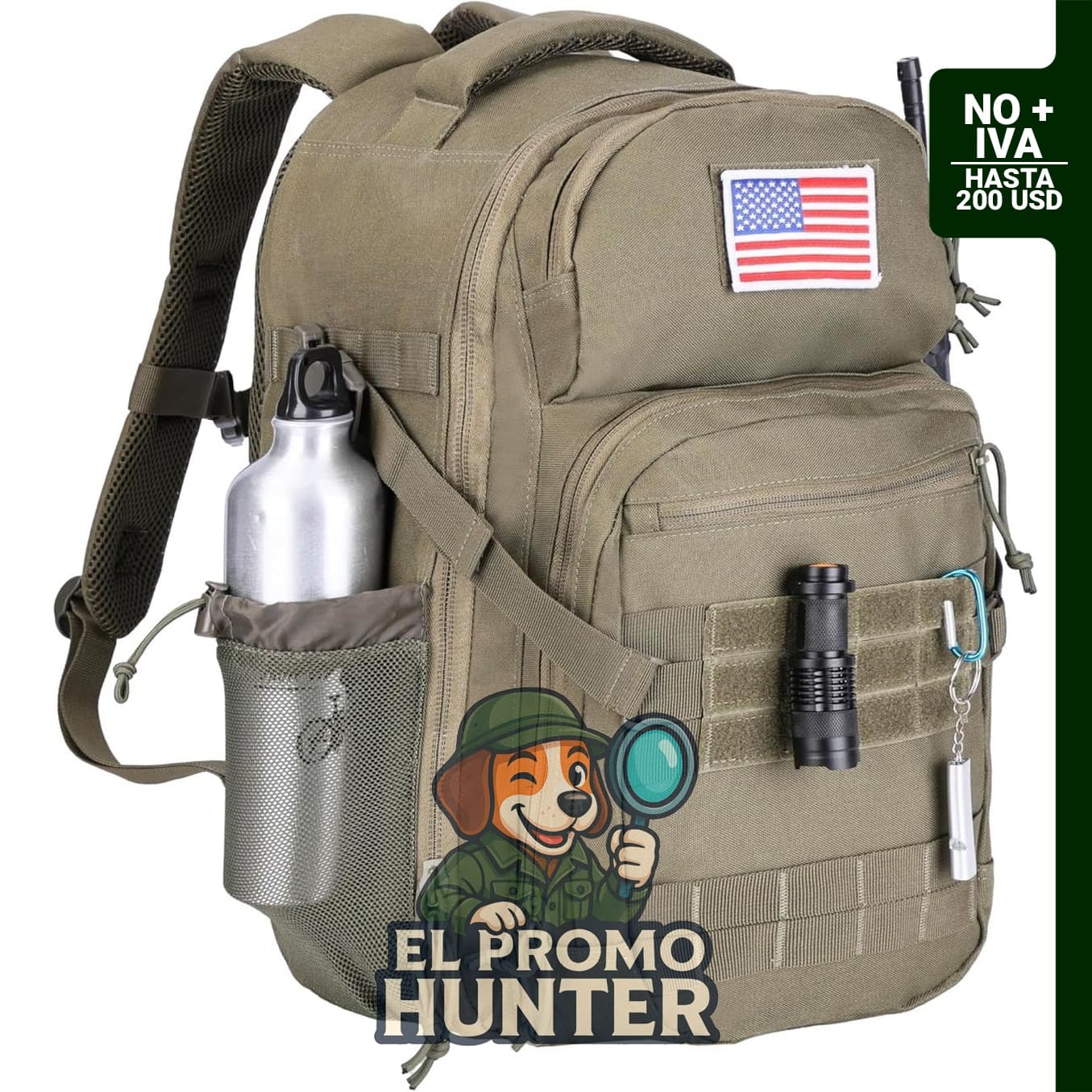 Zsearaymy mochila táctica pequeña de senderismo de 25 litros con diseño abierto de 180° y sistema Molle acolchado.