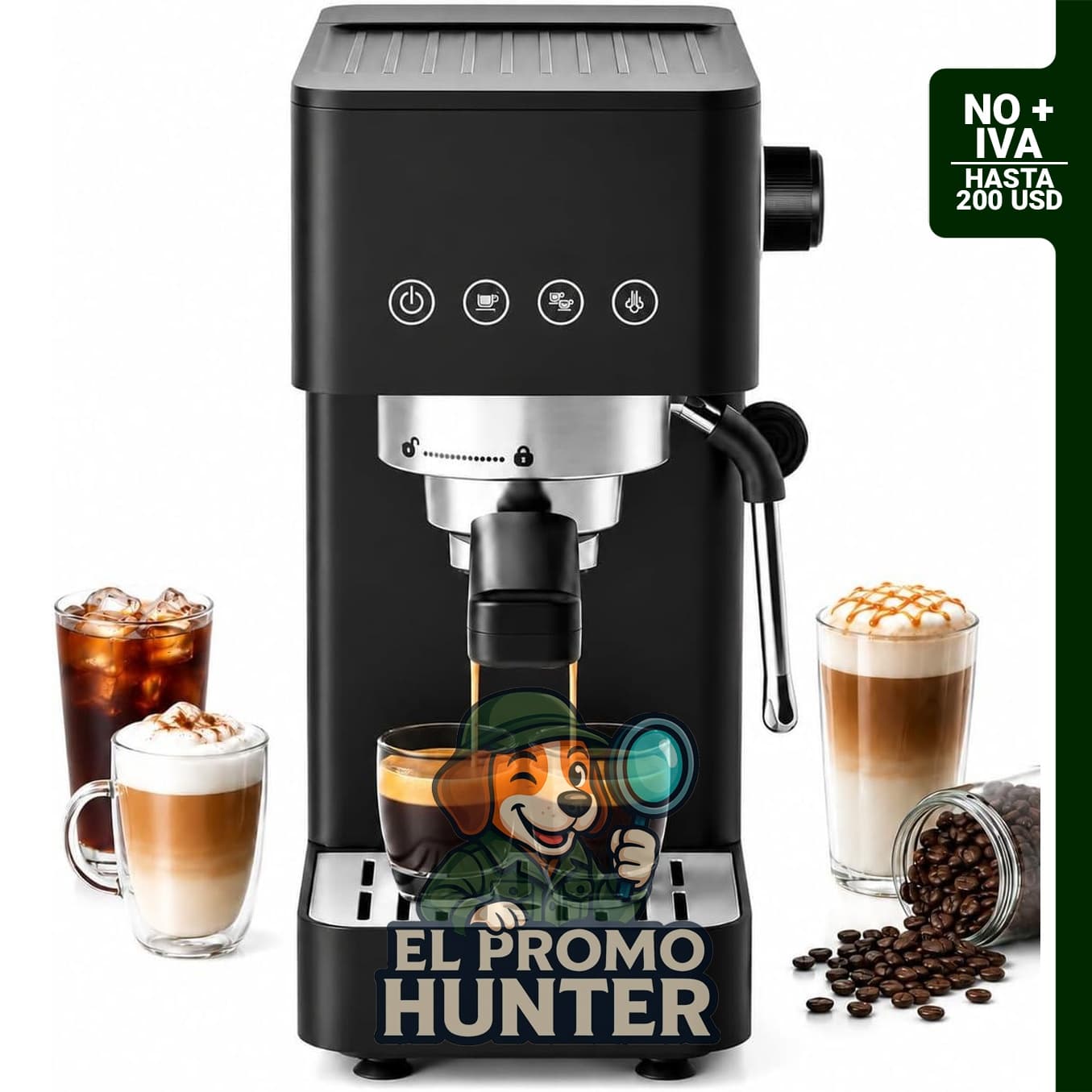AAOBOSI Máquina compacta de café expreso, espumador de leche, café con leche y capuchino.