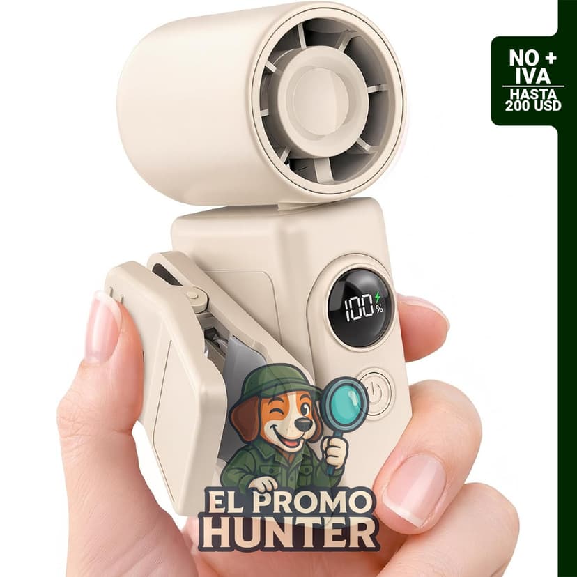 Hotsales Ventilador portátil con clip, mini ventilador recargable de 13500 RPM, pantalla LED y clip giratorio de 360°.