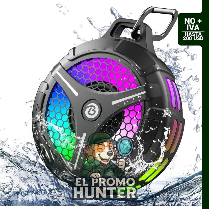 Altavoz Bluetooth impermeable bondidea, IPX7, con ventosa y sonido estéreo.
