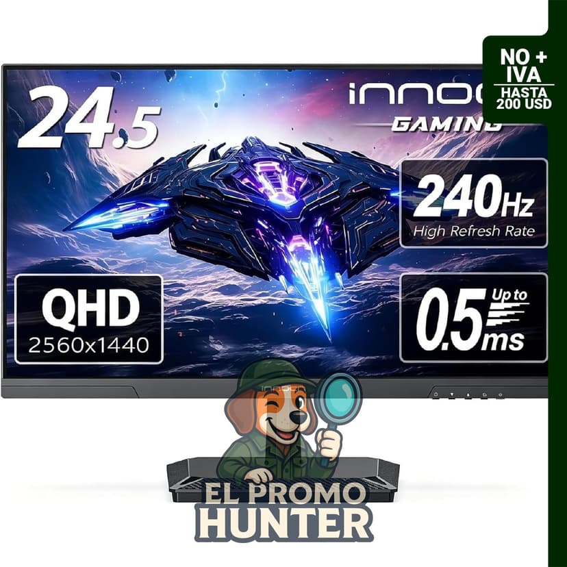 INNOCN Monitor de juegos 25G2S de 24.5" (62.2 cm) QHD 1440P, 240Hz, IPS, HDMI 2.1, DisplayPort, altavoz incorporado.