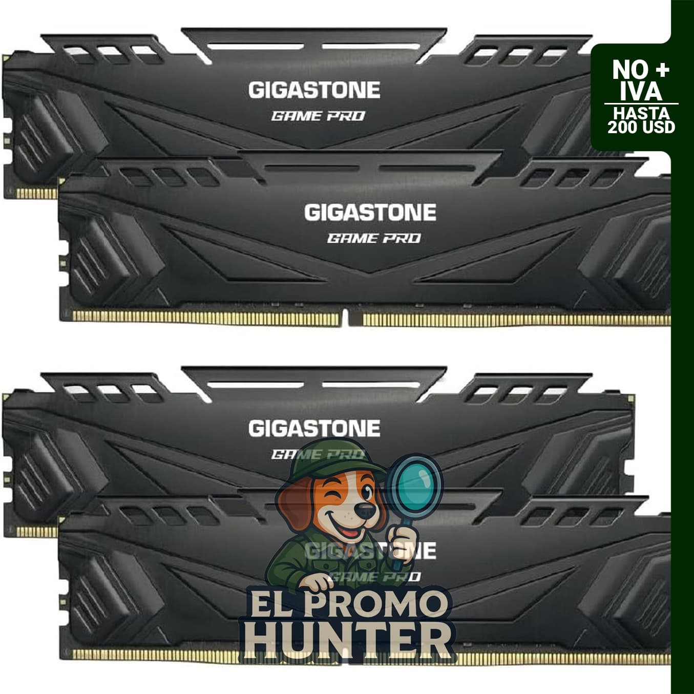 GIGASTONE Game PRO Kit de 64 GB (4x16 GB) DDR4 3200MHz, CL 16-18-18-40, UDIMM 288 pines, sin búfer, no ECC.