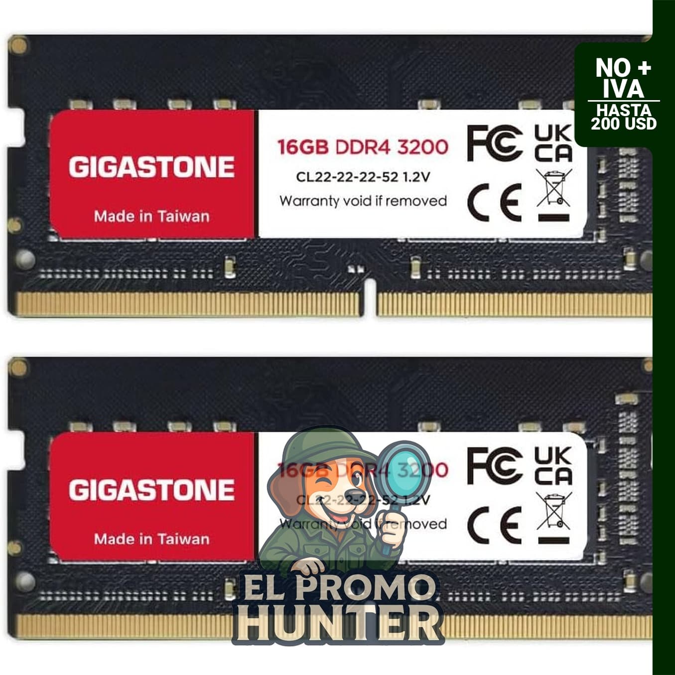 GIGASTONE Kit de 32 GB (2 x 16 GB) DDR4 3200 MHz SODIMM 260 pines, sin búfer, no ECC.