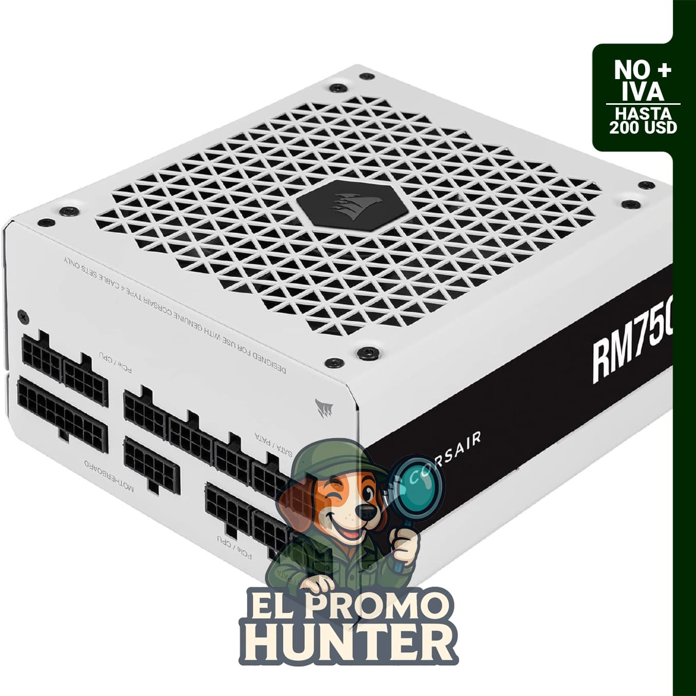 Fuente de poder CORSAIR Serie RM, adecuada para componentes de computadoras.