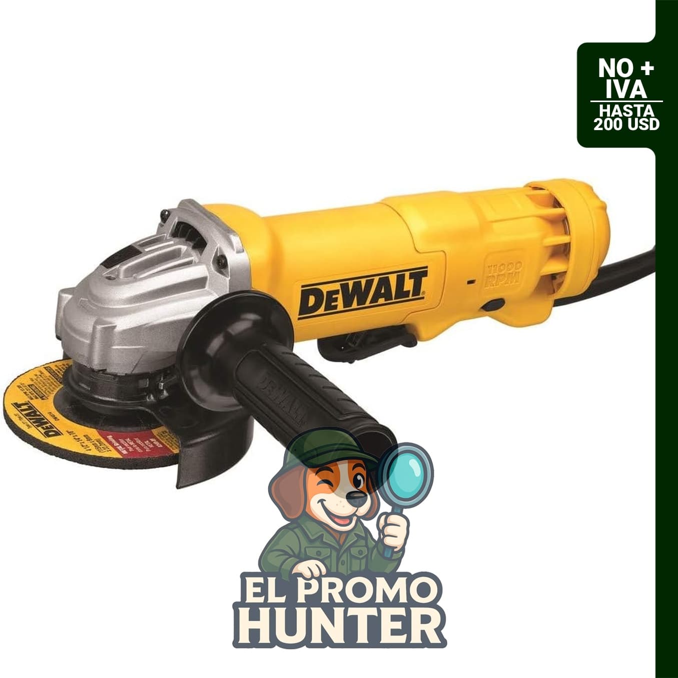 DEWALT Amoladora angular DWE402W, 4-1/2" (11.4 cm), 11 A, 11,000 RPM, con sistema de eyección de polvo.
