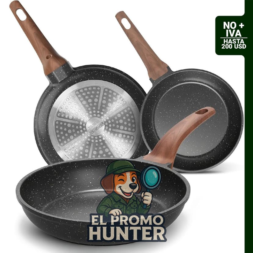 YASHE Juego de sartenes antiadherentes de 3 piezas, compatibles con inducción y todas las estufas.