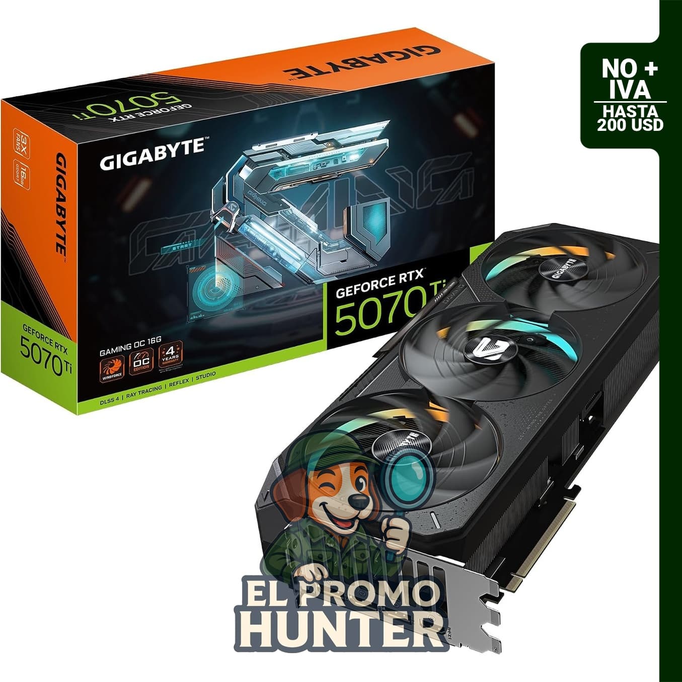 GIGABYTE GeForce RTX 5070 Ti Gaming OC 16G, tarjeta gráfica con 16 GB GDDR7 y 256 bits, PCIe 5.0.
