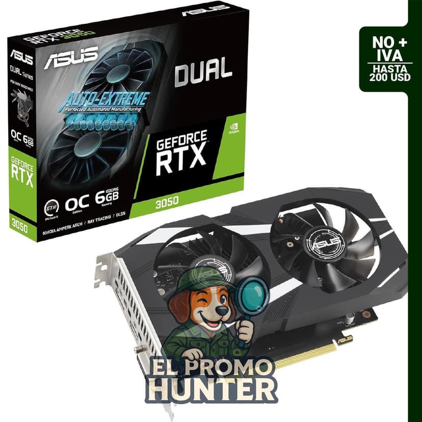 ASUS Dual GeForce RTX 3050 6GB GDDR6 OC Edition, tarjeta gráfica para juegos.
