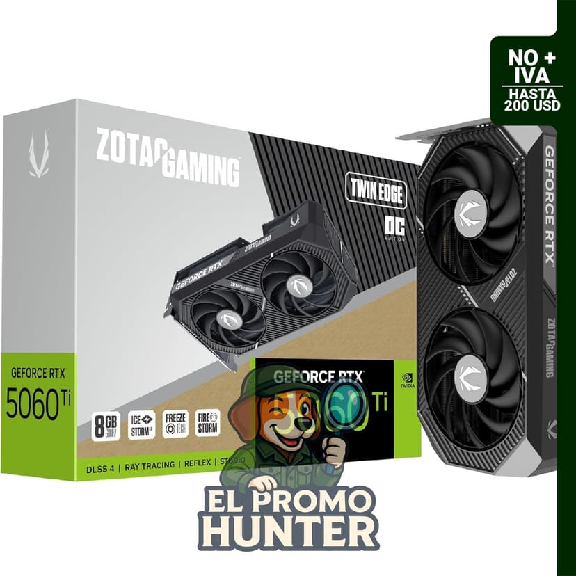 ZOTAC Gaming GeForce RTX 5060 Ti 8GB Twin Edge OC, tarjeta gráfica con refrigeración IceStorm 2.0 y DLSS 4.
