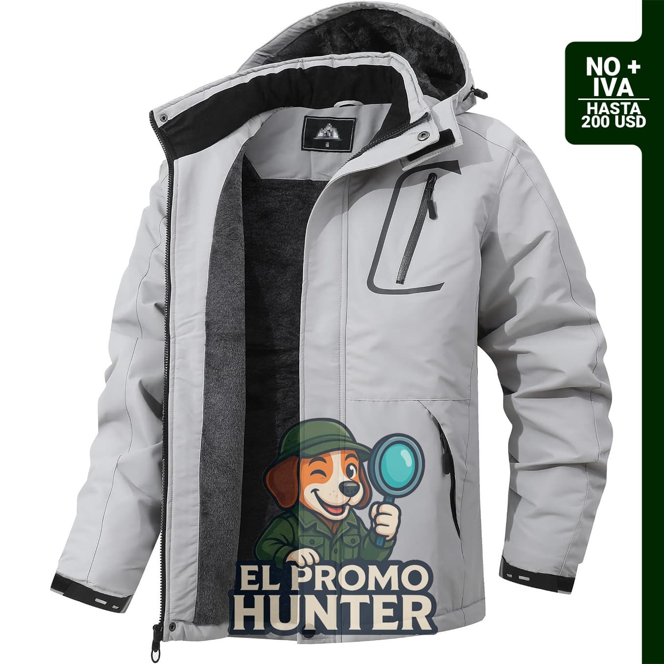 Chaqueta de invierno para hombre, forro polar, impermeable, con capucha, diseñada para esquiar y actividades en la montaña.