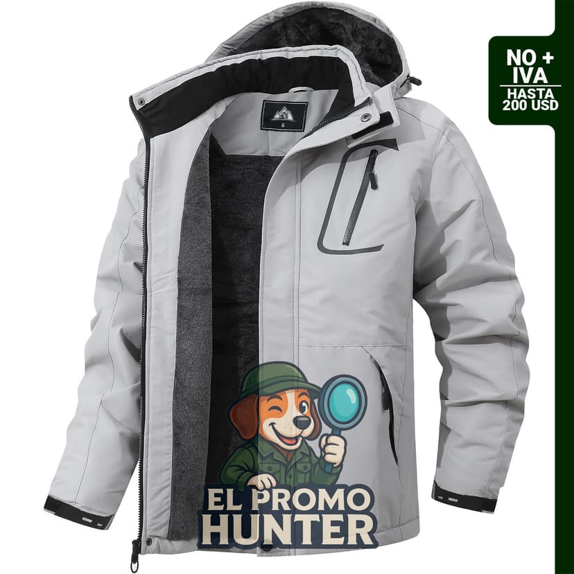 Chaqueta de invierno para hombre, forro polar, impermeable, con capucha, diseñada para esquiar y actividades en la montaña.