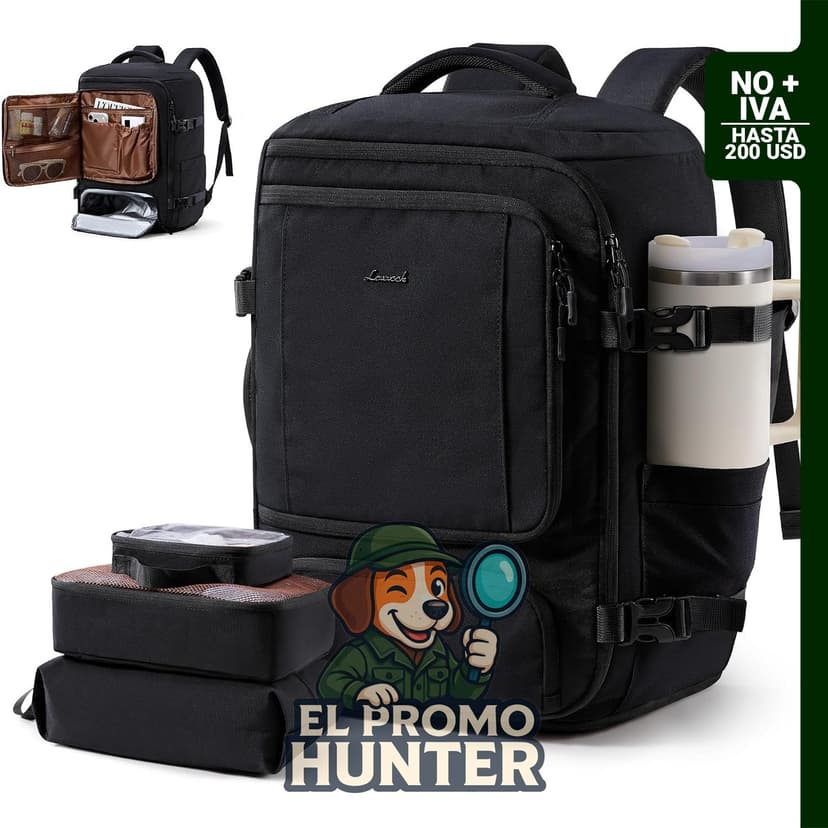 LOVEVOOK Mochila de viaje negra de 18 pulgadas para laptop.