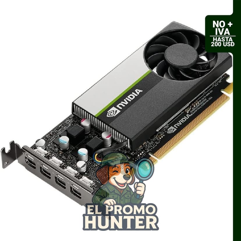 PNY NVIDIA T1000, tarjeta gráfica profesional de 8 GB GDDR6, PCI Express 3.0 x16, ranura única, 4X Mini-DisplayPort, soporte 8K.