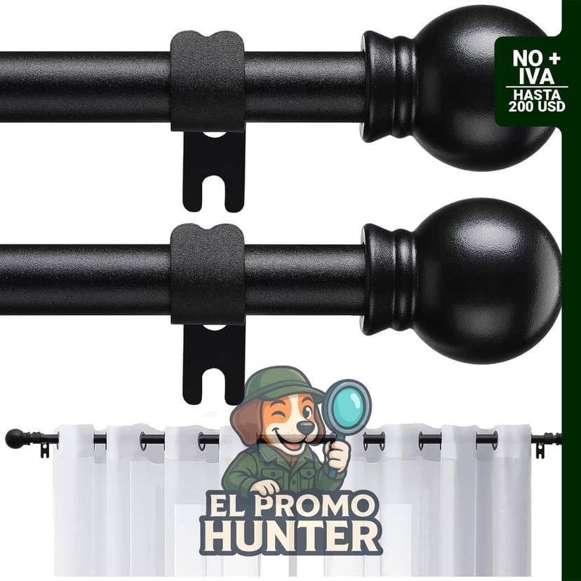 Paquete de 2 barras de cortina TALITARE para ventanas de 122 a 213 cm, diámetro de 1.6 cm.