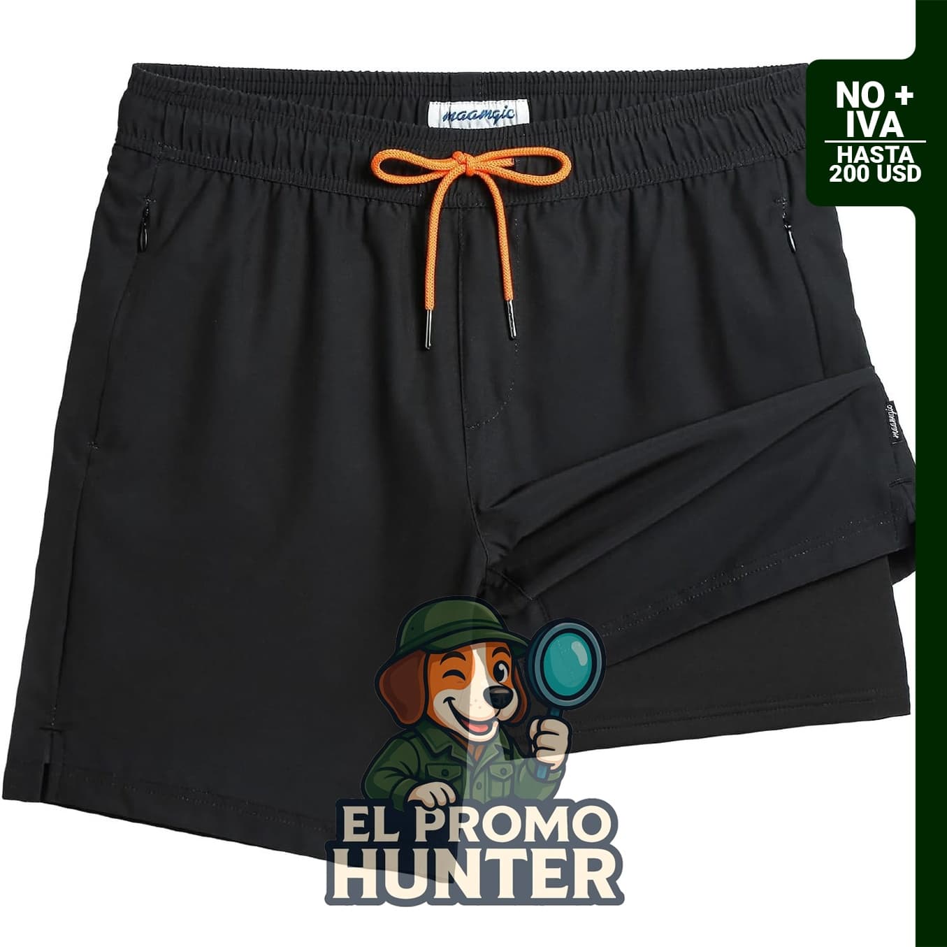maamgic Traje de Baño para Hombre 2 en 1, pantalones cortos de natación de 17.8 cm.