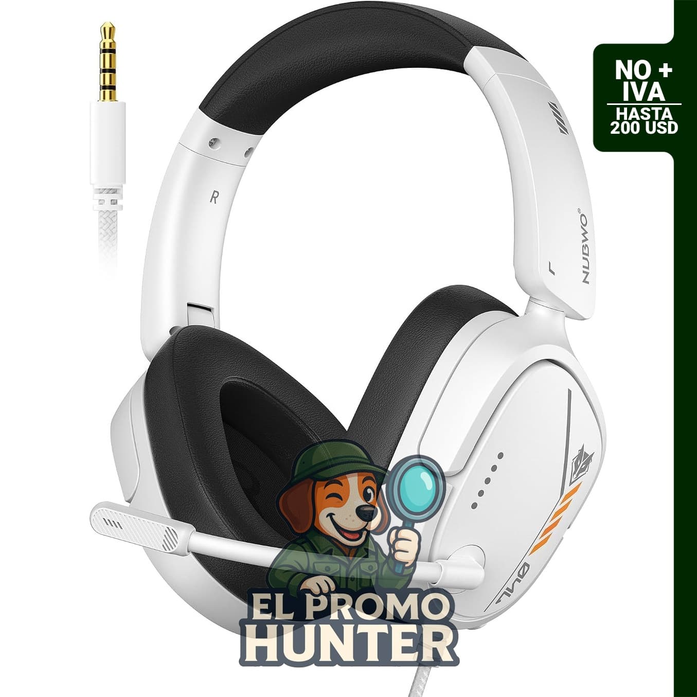 NUBWO HG04L Auriculares Gaming para PS5/PS4, Xbox Series X|S/Xbox One, Switch, 250 g, micrófono unidireccional claro, jack de 3.5 mm