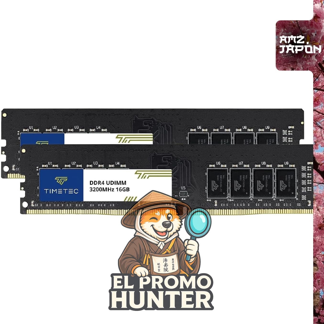 Timetec 32GB KIT (2x16GB) DDR4 3200MHz PC4-25600 CL22 1.2V Non-ECC Unbuffered 288 Pin UDIMM