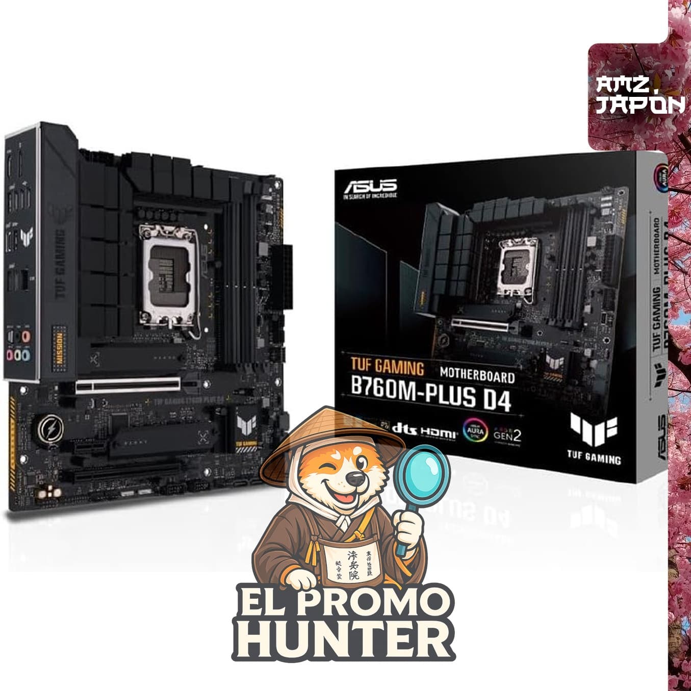 Placa base ASUS TUF GAMING B760M-PLUS D4 compatible con procesadores Intel de 12ª, 13ª y 14ª generación, LGA1700, DDR4, formato mATX.