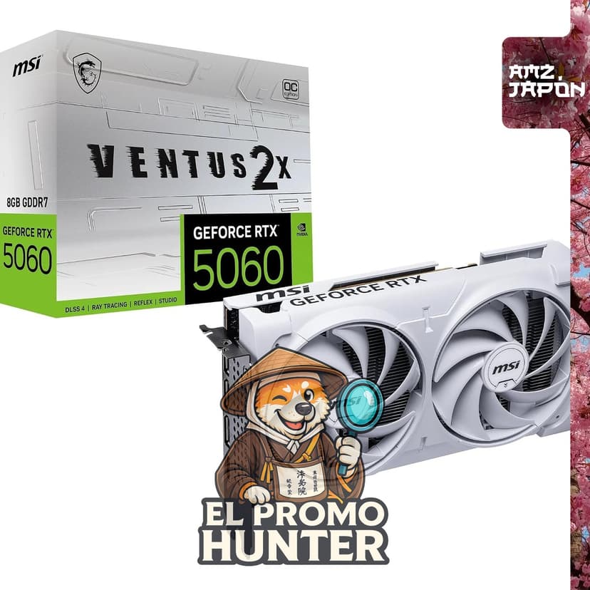 MSI GeForce RTX 5060 8G VENTUS 2X OC WHITE, tarjeta gráfica con 8 GB de memoria GDDR6.